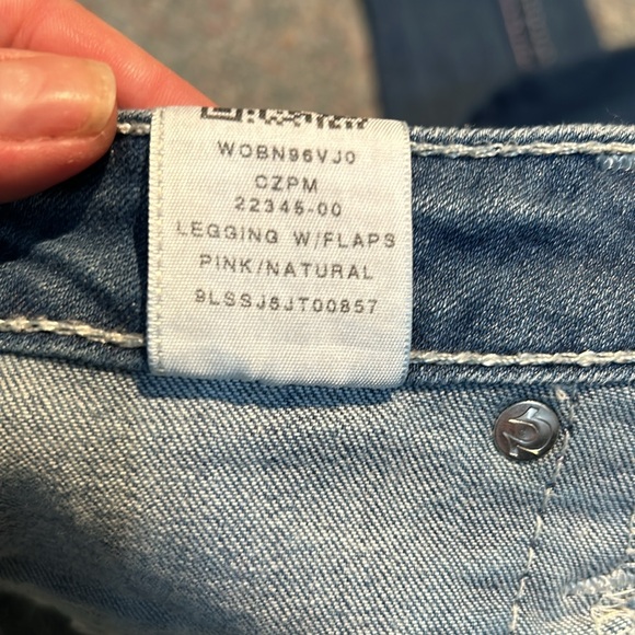 NWOT True Religion size 24 skinny jeans pink&white stitching - Picture 8 of 13